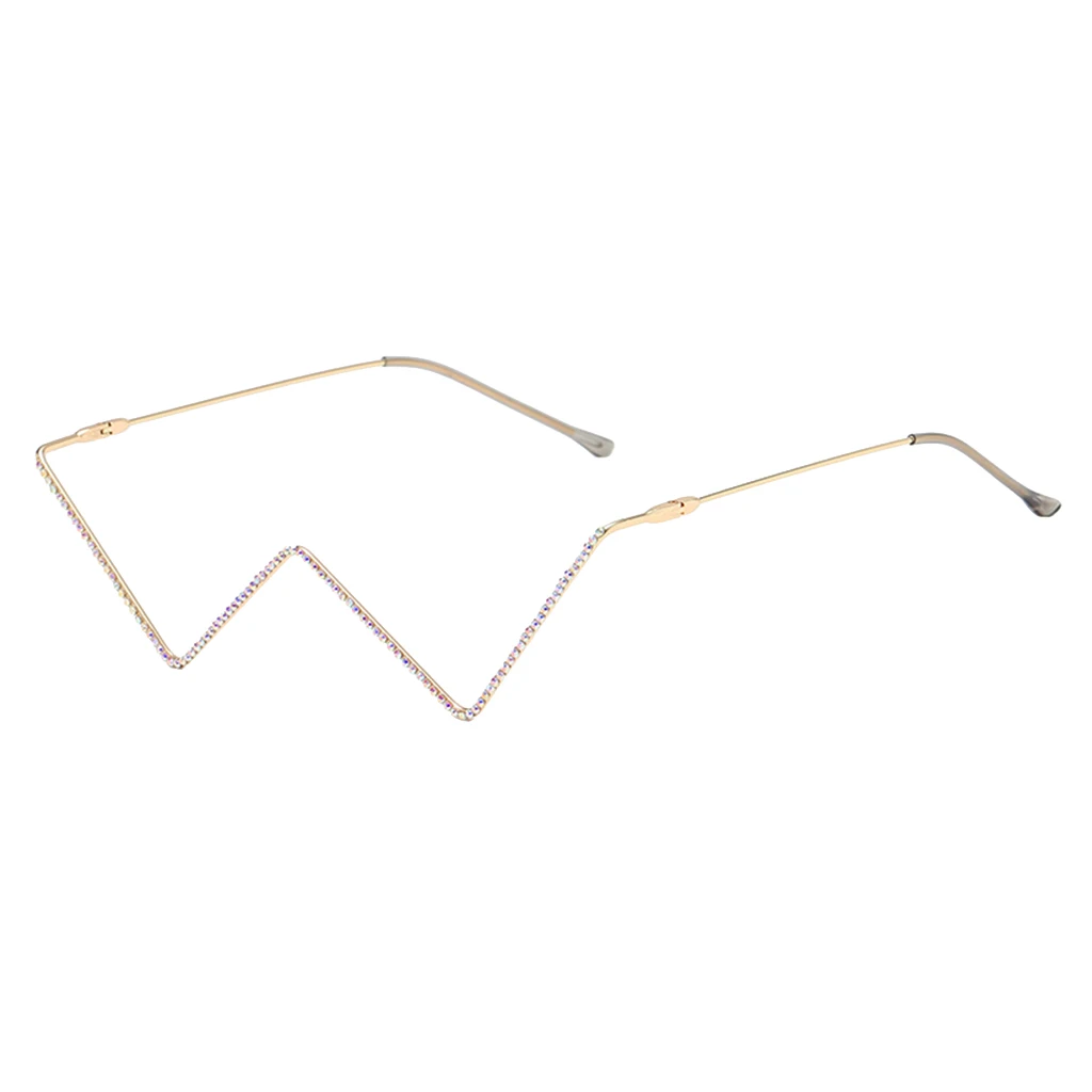 No Lens Eyeglasses Decor Geometric Half Glasses Frame Women Metal Frame Glasses - Fits Any Face Shape