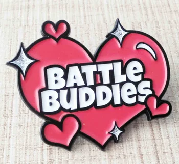 

Soft enamel heart shaped lapel pins with glitter