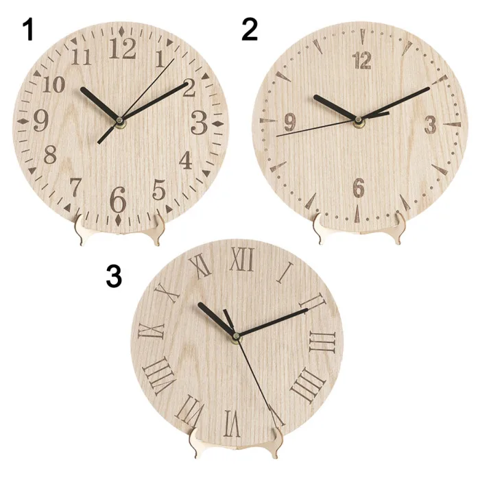 HOT Vintage Wooden Wall Clock Chic Round Home Kitchen Office Living Room Decor TI99