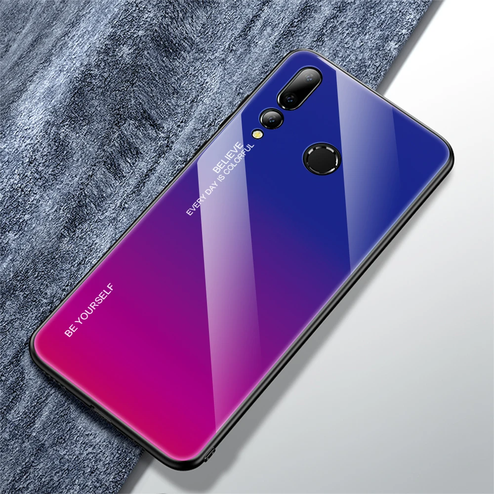 Градиентный чехол из закаленного стекла для телефона huawei P30 Pro P20 Lite mate 20 P Smart Z Plus Nova 5 5i 3 3i Honor 10i 10 20 - Цвет: DBlue