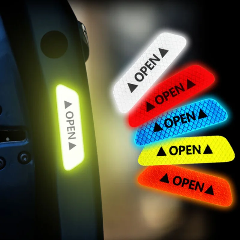 

4Pcs Warning Mark Reflective Tape Universal Exterior Accessories Car Door Stickers for Opel Mokka Corsa Astra G J H insignia