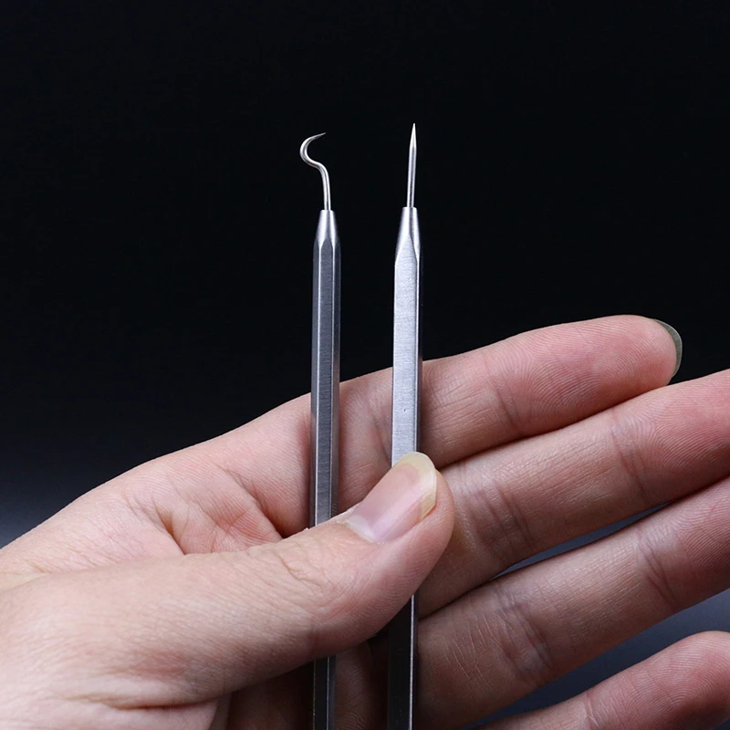 Description Picture 4 of item2pcs/set new developed fly tying bodkins tools kit straight tip&hooked tip assorted 304 stainless steel material fly tying tools