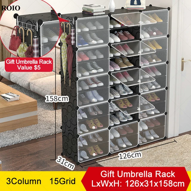 Simple Modular Shoe Rack with Door Large Capacity Saving Space Stackable  Boots Shoes Organizer Home DIY