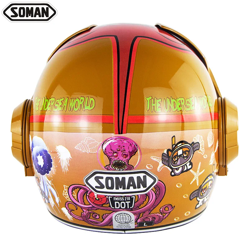Soman SM515 Полнолицевая Ретро точка мото rcycle шлем откидной скутер Moto r kask casco capacete moto
