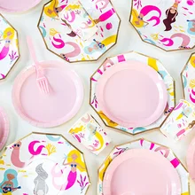 48 шт. одноразовая посуда русалочка тема набор посуды для девочек сувениры вечерние Декор бумажные чашки тарелки товары для дня рождения