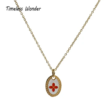 

Timeless Wonder Titanium Geo Oval Luck Choker Necklace Women Stainless Steel Jewelry Punk Designer Top Tribal Ins Bohemian 3352