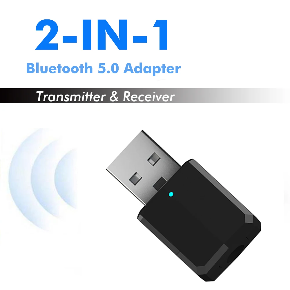 TT Car 2-in-1 Transmitter Receiver Wireless Audio USB Bluetooth FM Adapter 5 