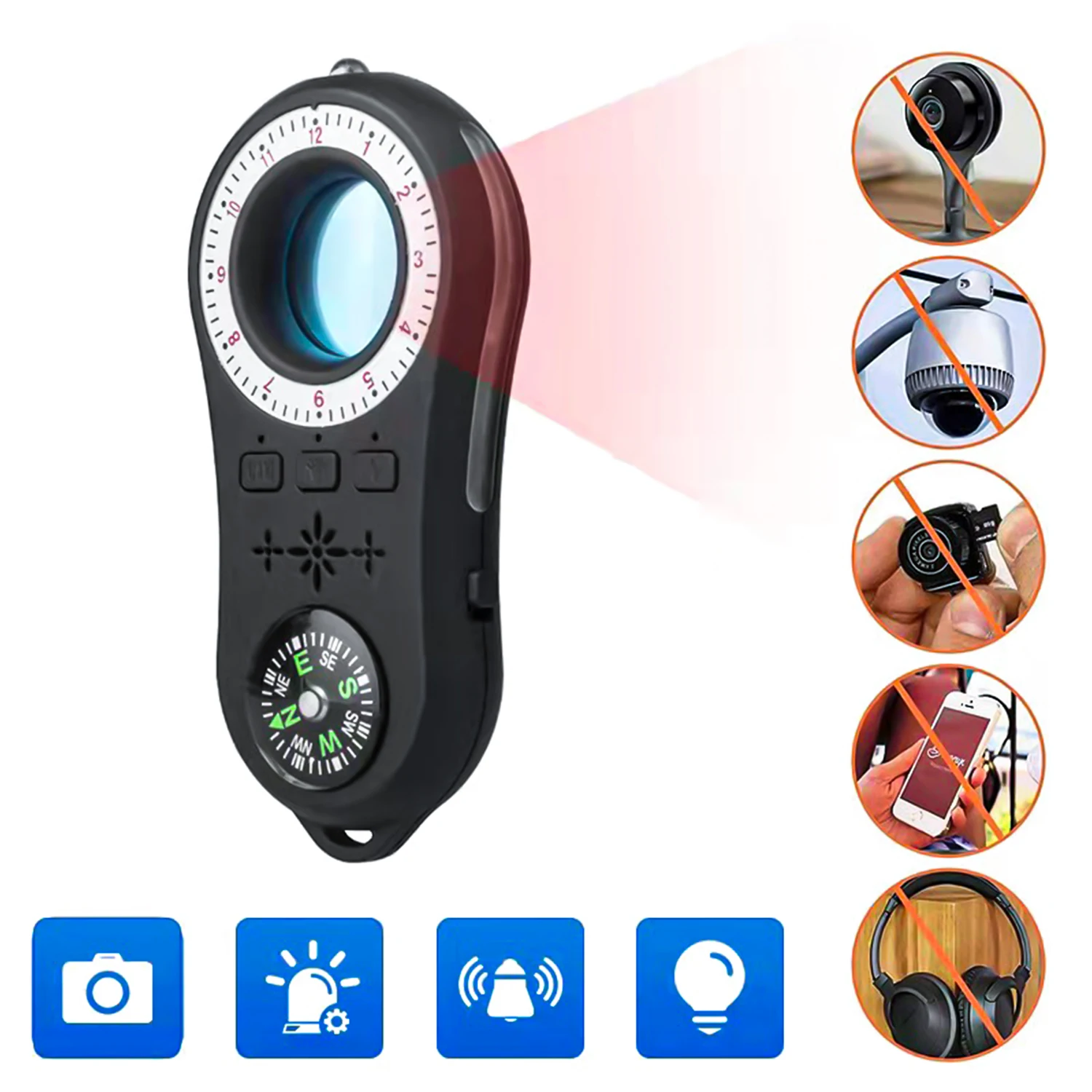 LED Light Infrared Scanner Detector Portable Infrared Vibration Sound