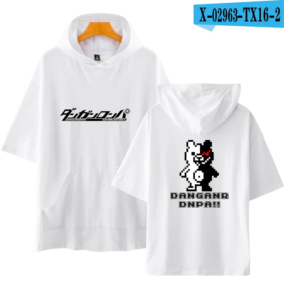 Danganronpa monokuma, женская футболка с коротким рукавом, новинка, летние толстовки, футболка с карманом для цифр - Цвет: Коричневый