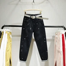 Вельветовые толстые теплые джинсы для женщин осень и зима новые горячие бурения старые брюки свободные стройнящие шаровары