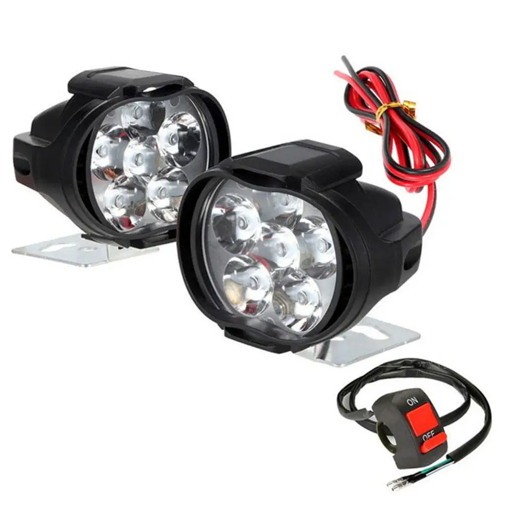 

2 PCS Universal Spotlight LED Motorcycle Headlight Mirror Mount Fog DRL Switc