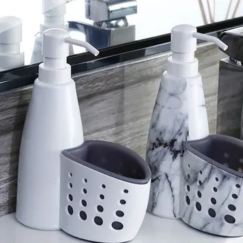 

Multifunctional Liquid Soap Dispenser Pump Bottle Refillable Body Wash Shampoo Dispensing Containers with Organizational Basket