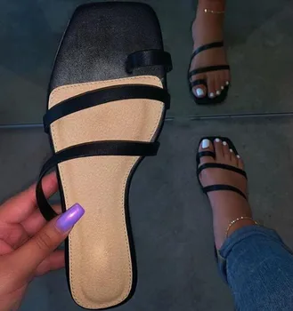 

Spring/summer New Women2020 Flat Non-slip Cross Bandage Slippers Outdoor Leisure Fashion Ladies Sandals Wild Leather Flip Flop