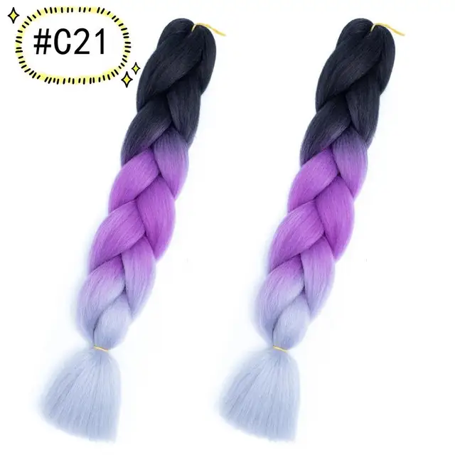 Jumbo Braiding Hair Extensions Kanekalon Braiding Hair 24 Inch Ombre Multiple Tone Colored Synthetic Hair for Women C21