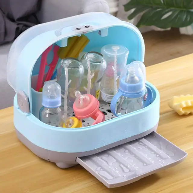 Toyvian Baby Bottle Drying Rack 1Pc Baby Bottle Drying Box Nursing Cutlery  Box Container with Cover Easy- Carry Handle Holder for Bottles Cups Home  Kitchen