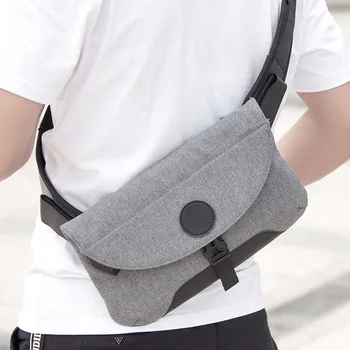 

Travel No Zipper USB Charging Port Men Chest Bag Messenger Bags Crossbody Bag Black Casual Simple Single Anti Theft Shoulder Bag
