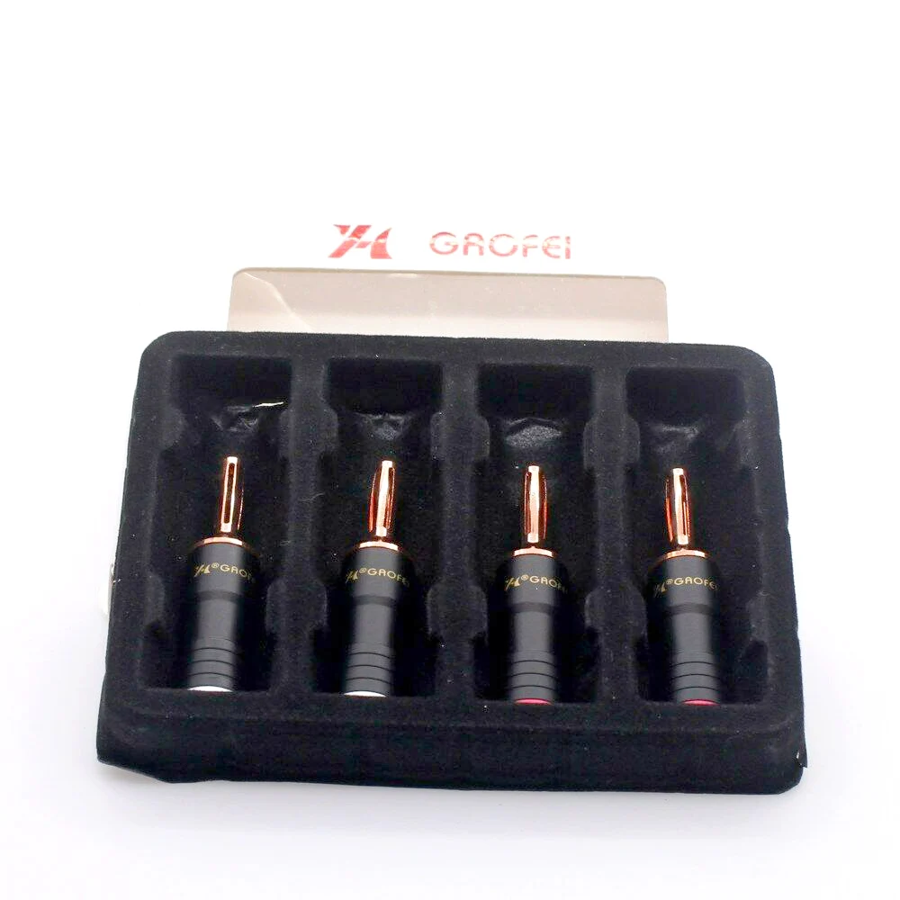 Fio de Áudio Gaofei Vermelho Cobre Chapeado Alto-falante Banana Conector Plug 4pc Red011b - Image 2