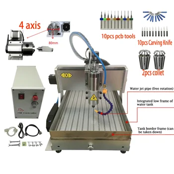 

CNC Router 3040 4 axi Water Tank 4 Axis 1500W USB LTP CNC Metal Engraving Cutting Milling Machine with ER11 Collet Drill Bits