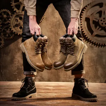 

Martin boots men's leather tooling boots snow boots waterproof wind high men's shoes wild cotton shoes