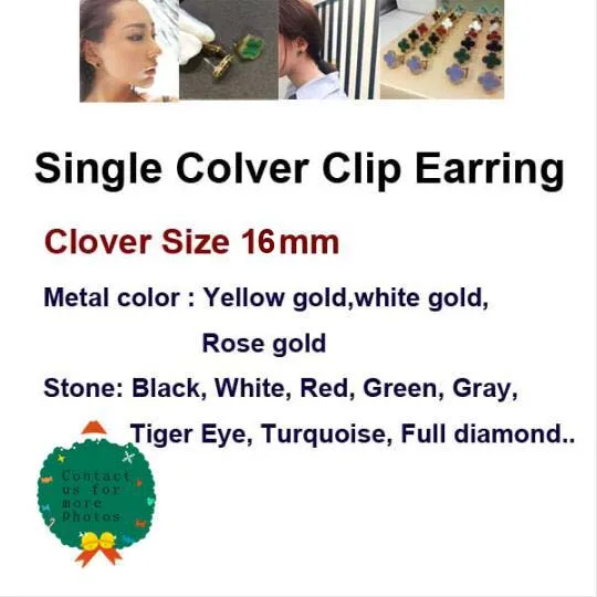

Elegant Hot Brand Stud Earring With Clip Women In Sterling Silver 925 Set Multi-color Natural Stone Original Bijoux Gifts Medium