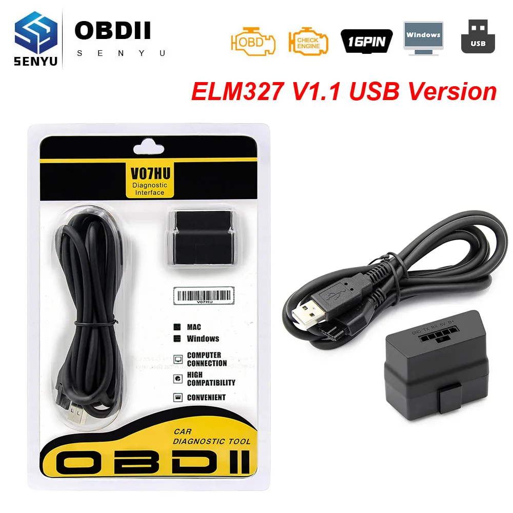 Мини ELM327 V1.1 OBD2 USB Сканер PIC18F25K80 FT232 автомобильный диагностический инструмент считыватель кодов Авто сканер лучше, чем ELM 327 V1.5