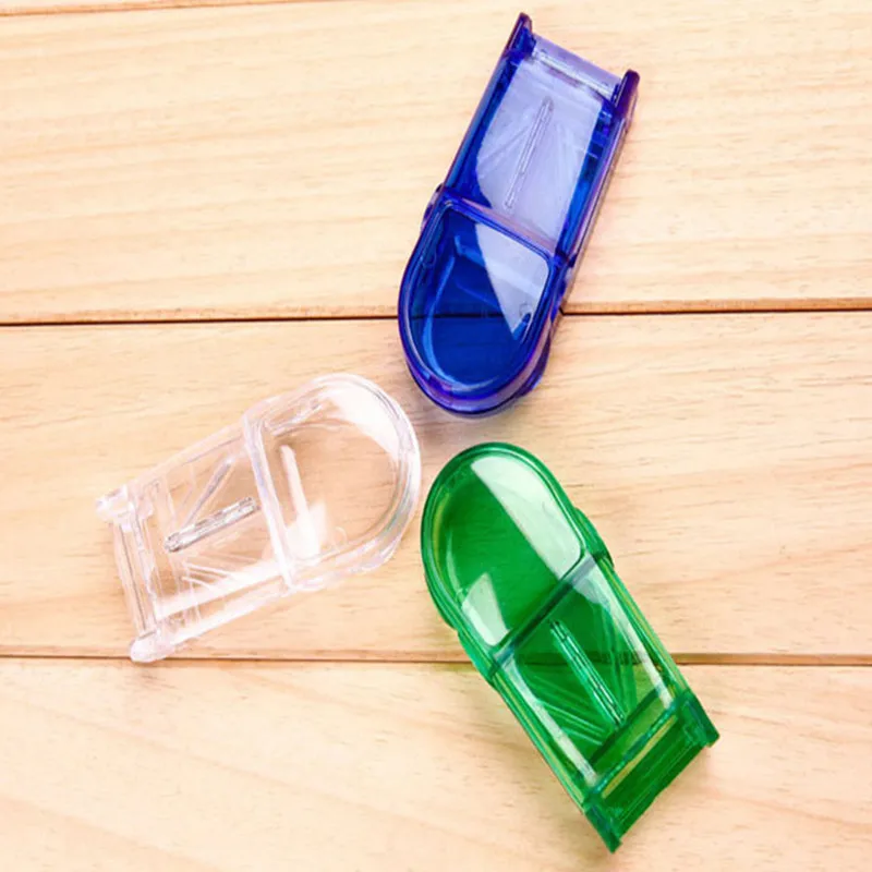Portable Plastic Pill Table Splitter Medicine Half Holder Storage Pillbox Compartment with Staineless Steel Cutter Divider Case | Дом и сад