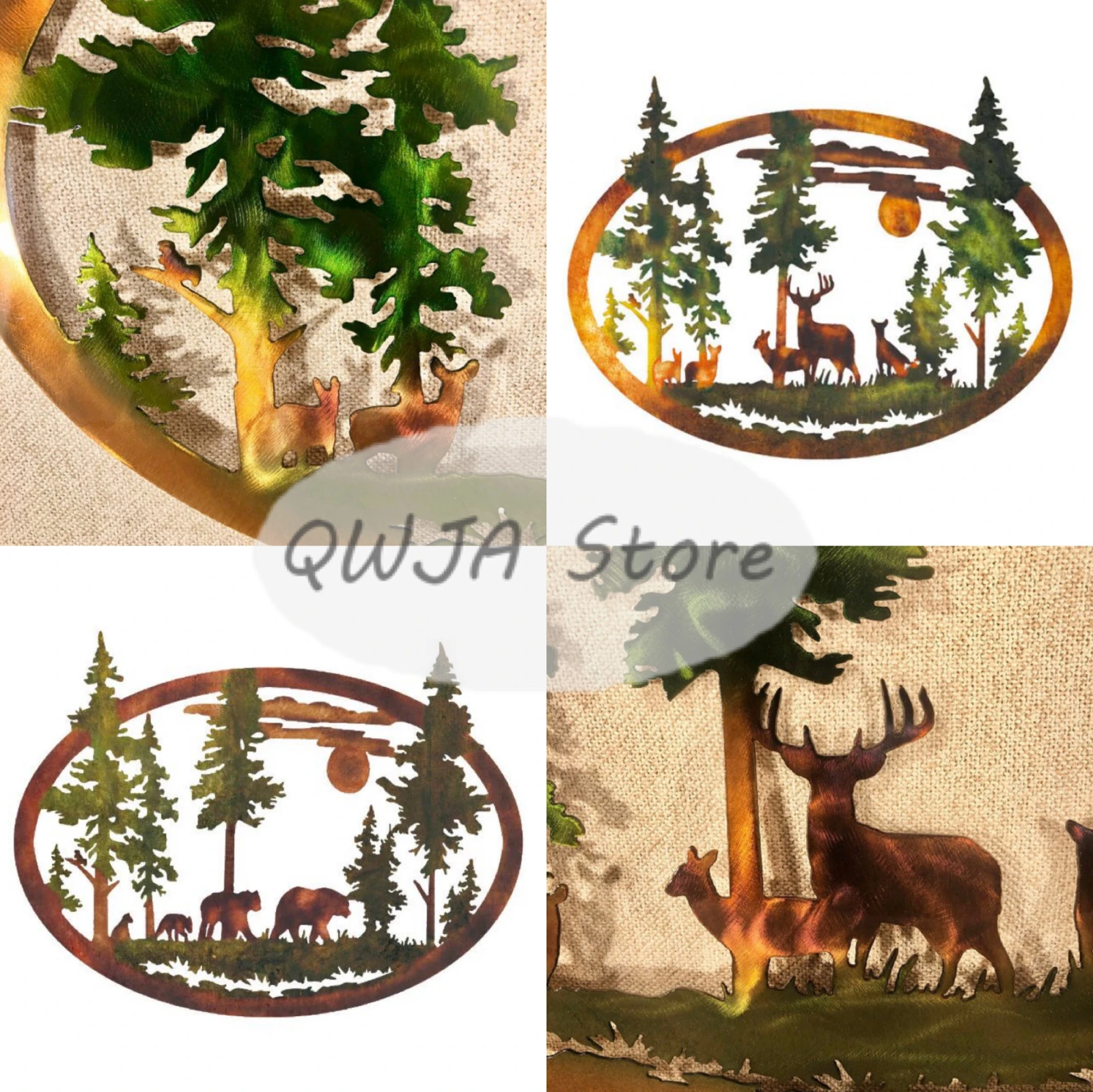 Whitetail Deer Metal Wall Art or Bear Mountain and Trees Engraving