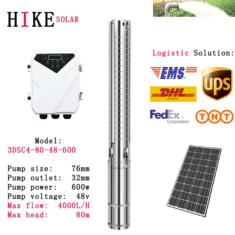Hike solar equipment Солнечный водяной насос 48V 400W 3 \DC Deep Well MPPT контроллер рабочее колесо из нержавеющей стали Модель: 3DSC4-50-48-400 Hike solar equipment Солнечный водяной насос 48V 400W 3 \DC Deep Well MPPT контроллер рабочее колесо из нержавеющей стали Модель: 3DSC4-50-48-400