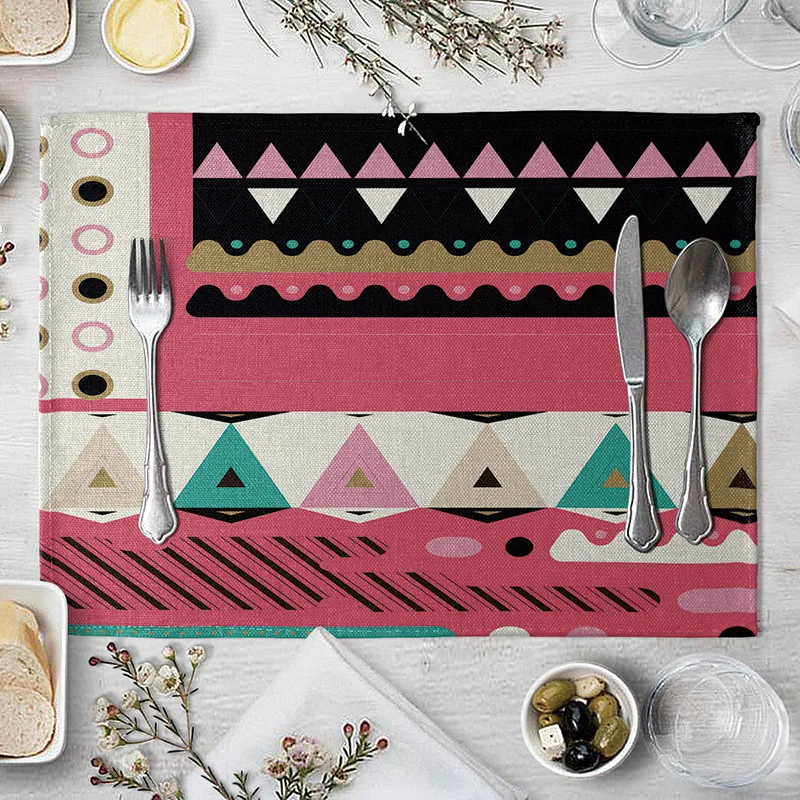

Geometric Table Coaster Colorful Graffiti Pattern Table Mat Placemat Drink Coaster Cotton Linen Pads Cup Mats Home Decor
