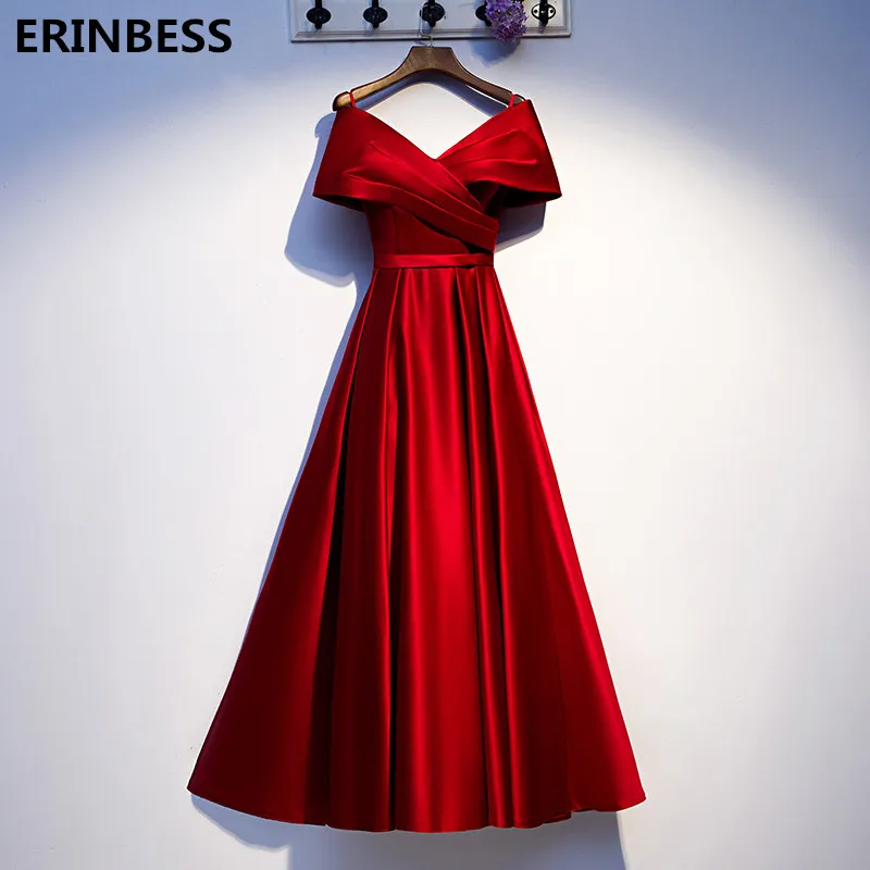 2020 Burgundy Satin Prom Dresses Evening Long Dress V-neck Formal Party Lace Up Back Robe De Soiree | Свадьбы и торжества