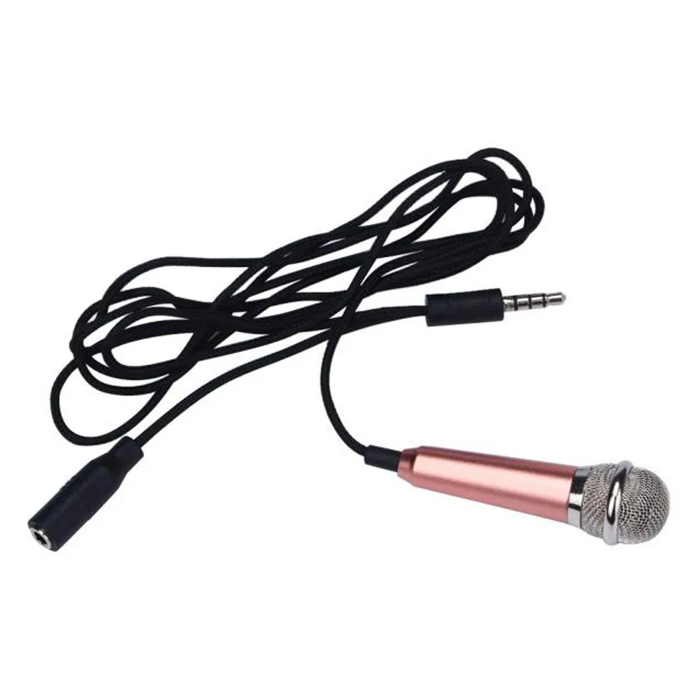 Мини микрофонный конденсаторный караоке микрофон проводной микрофон для телефона ПК компьютер микрофон конденсатор ручной синий 3,5 разъем 19 октября - Color: Rose Gold