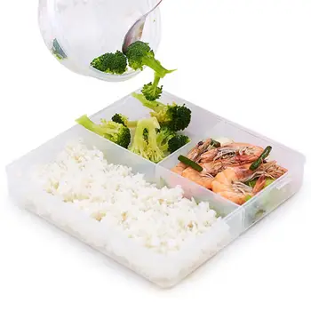 

1 pc Kitchen Storage Box Sealed 3 Compartments Plastic Food Container Crisper Fridge Box for Vegetables Fruits Snacks