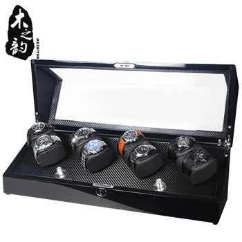 

Watch Winder Box Case Storage Shaker Display Automatic Wooden Four Motors 8 Slots Watch Winder Rotation Holder Organizer Piano