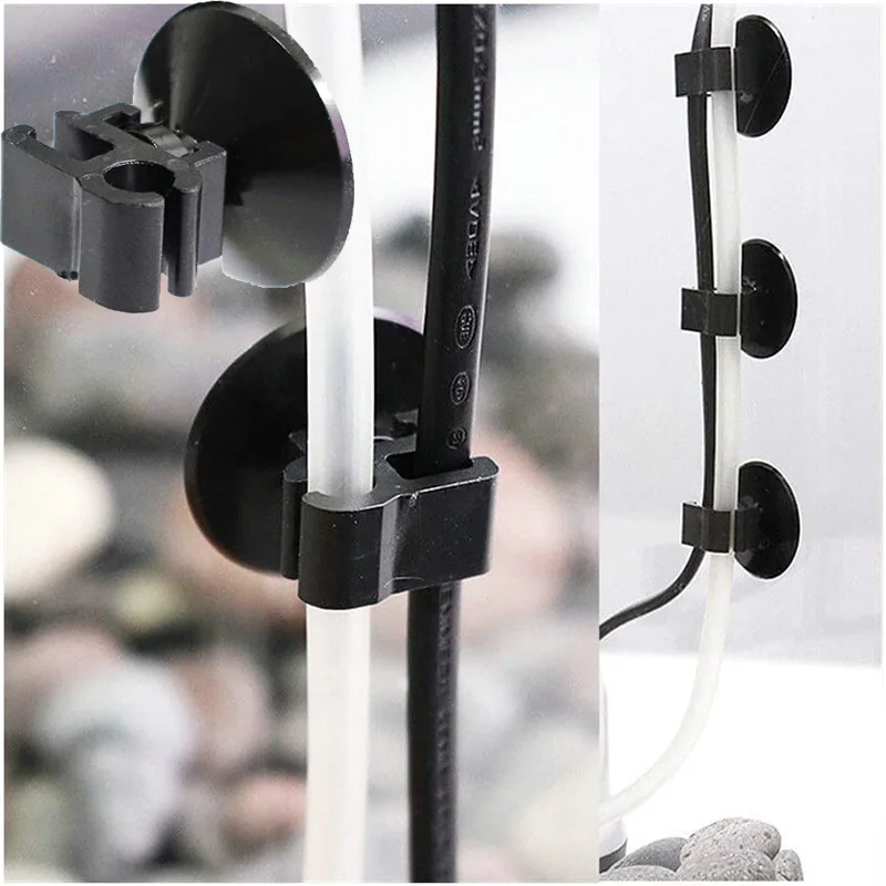 5 uds acuario copa de succión Clip del tubo de oxígeno de cordón con hebilla tanque de peces de rematador para manguera bomba de acuario tonto