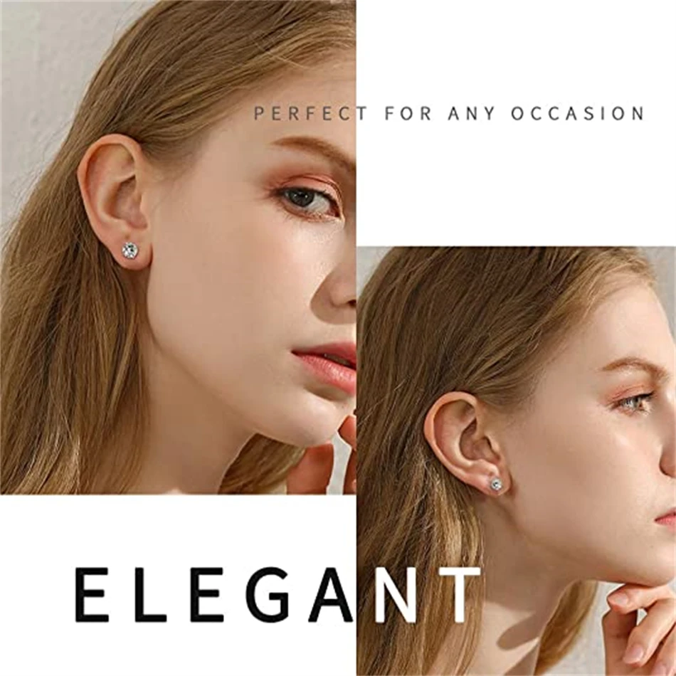 12 Pairs Stud Earrings Set 2-7mm Mixed Size Crystals Balls Pearl Earrings Stainless Steel Ear Piercing Women Fashion Jewelry 3