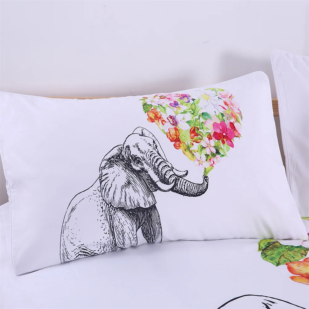 NEW Bedding Set Elephant Duvet Cover Set Mandala Bedding White Bedding Set King Flower Print Quilt Cover 3 Piece Bedspreads