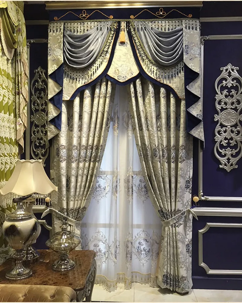 

European luxury jacquard relief High shading Window curtains for Living Room Royal Custom curtains for Bedroom /villa/Kitchen