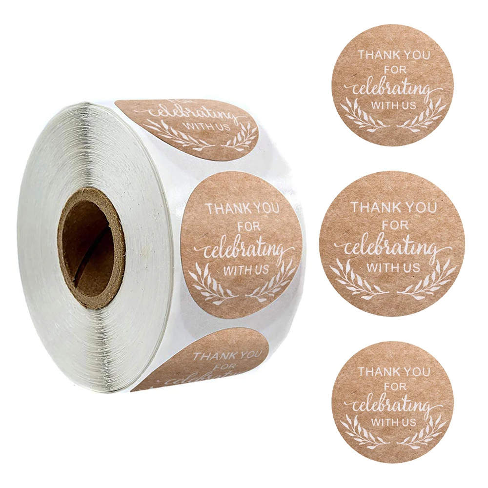 

Kraft Paper 'Thank You for Celebrating with Us' Stickers Seal Labels 500 PCS for Gift Sticker Scrapbooking Stationery Sticker
