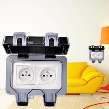 

External Outdoor IP66 2 Slot Wall Socket Dustproof Surface-Mounted Protective