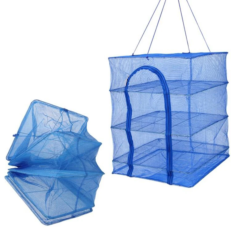 4 Layers Drying Net Fishnet Drying Rack Hanging Vegetable Fish Dishes Dryer Net PE Hanger Fish Net