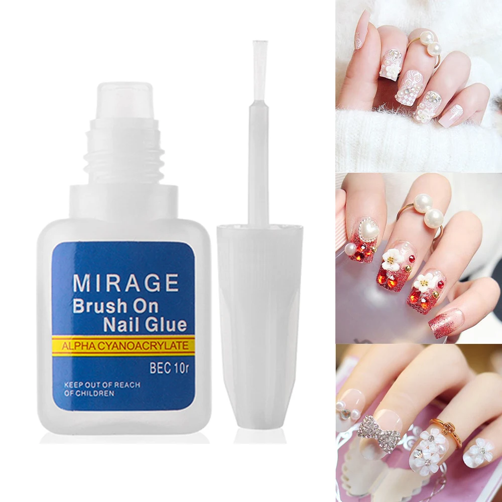

10g/Bottle Nail Glue With Brush For Paste False Nails Tips 3D Nail Art Decor Rhinestones Convenient Fast Drying Nail Care Tool