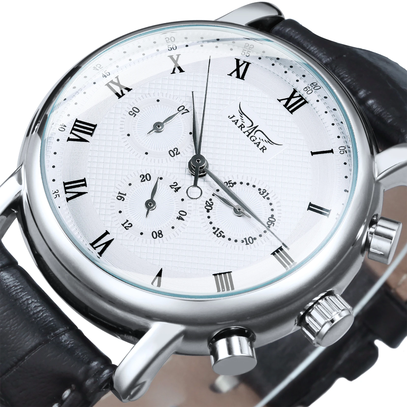 2021 Fashion Automatic Man Watch Mechanical Watches for Men Business 6 Hands 3 Sub Dials Leather Top Band Luxury Reloj Hombre