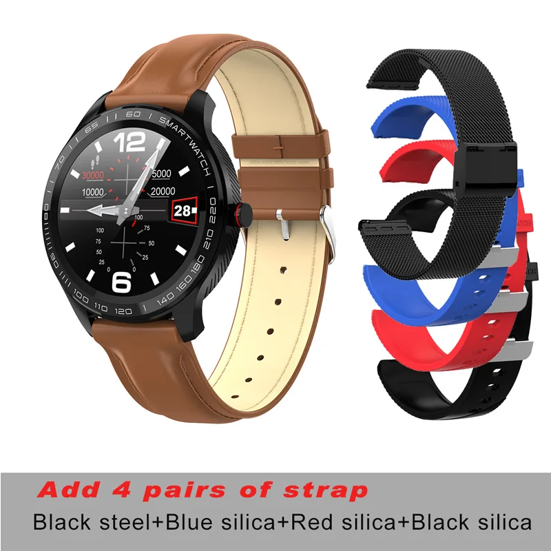 Смарт-часы L9 ECG PPG, мужские спортивные Смарт-часы с Bluetooth, Смарт-часы, водонепроницаемые, IP68, кровяное давление, кислородная кожа, часы для женщин - Цвет: bro lea ad 4p strap