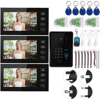 

videoportero 7inches Wired Video Doorbell Intercom System Card Password Remote Control 110-240V