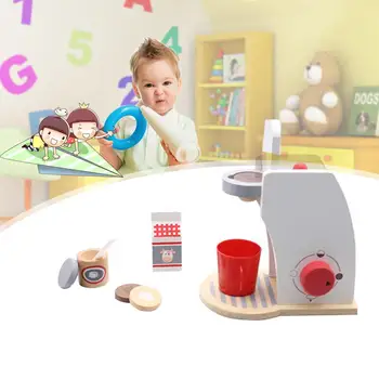 

Wooden Coffee Machine Set Play House Toy Coffee Machine House Toys Children's Puzzle Wood Making Simulation Kitchen Toys