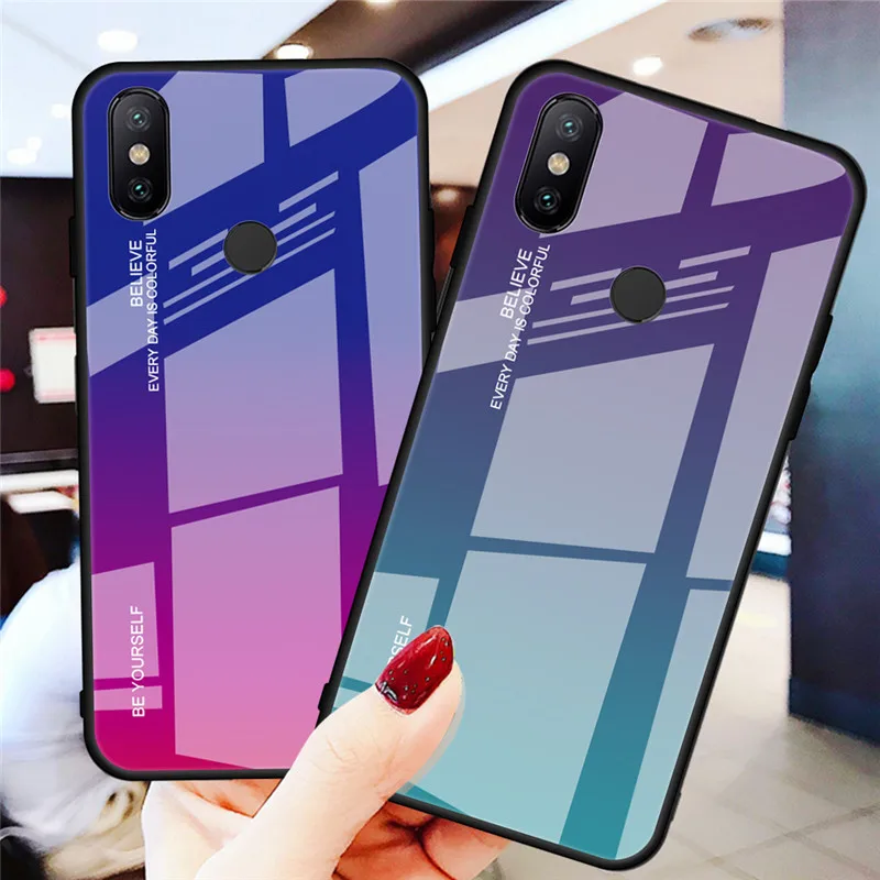 

Gradient Painted Tempered Glass Case For Xiaomi Mi8 Mi A2 Lite A1 Pocophone F1 Mi6 Phone Case Redmi Note 5 6 Pro Mi6X Mi5X Cover