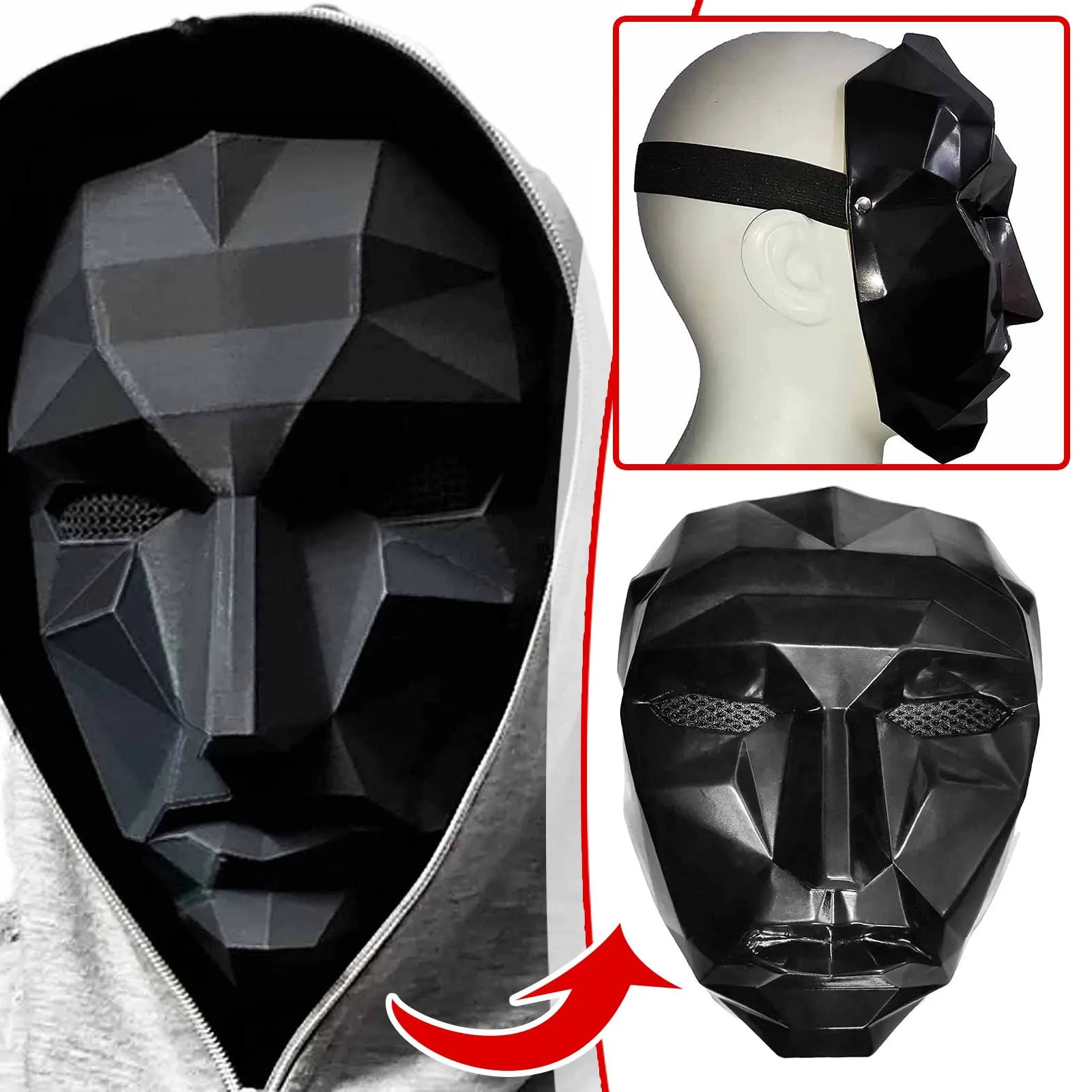 Full Face Mask Masquerade Squid Game Triangle Square Circle Cosplay Plastic  Mask Red Hood Man Headgear Boss Costume Props|Gags & Practical Jokes| -  AliExpress