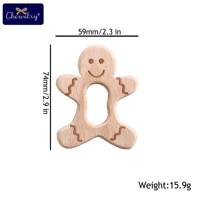 Gingerbread Man 1 шт. деревянный зубопрорезыватель в виде животных из бука, деревянный зубопрорезыватель для соски, цепочка для грызунов, миниатюрный стержень, Детская Подвеска-прорезыватель, детские молочные продукты - Цвет: Gingerbread Man