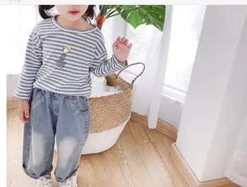 

Spring new children's solid color jeans 2020 Korean boys and girls wide leg pants children's clothing