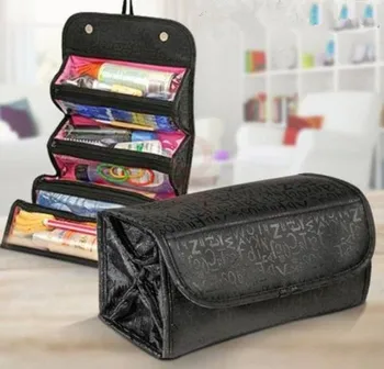 

Cosmetic Bag Makeup Tools Bag Fashion Female Makeup Hanging Loop Women Toiletries Case Jewelry Organizer Zipped Compartment
